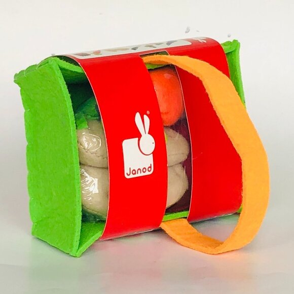 Janod Fabric Plush Basket with 8 Vegetables Shopping Toy New Sealed For Age 2-6 - Picture 9 of 13